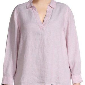NYDJ NWT Women's Split Neck Linen Striped Pueblo Pink Tunic, Size 0X